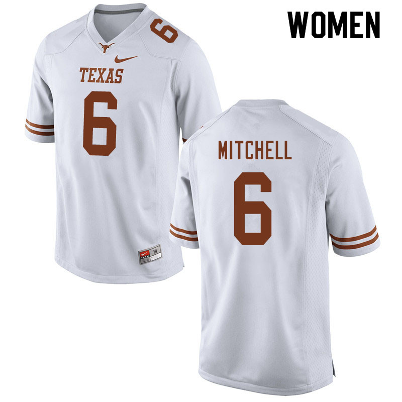 Women #6 Juwan Mitchell Texas Longhorns College Football Jerseys Sale-White